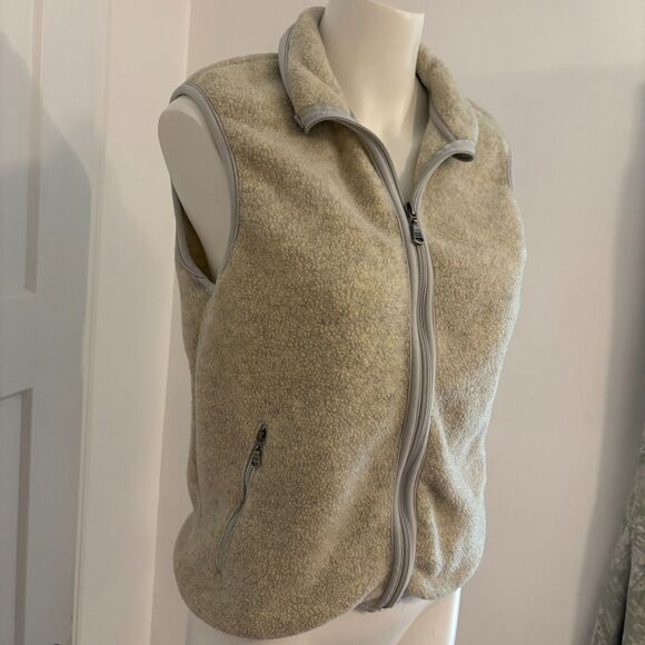Eddie Bauer size Petite Small Neutral Light Grey Fleece Vest - Picture 4 of 7